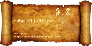 Hahn Kiliána névjegykártya